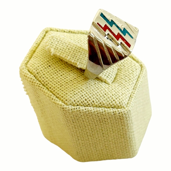 Three (3) *Men's Variety Turquoise Onyx Coral Ring Lot (sz 8.5) - Picture 7 of 7